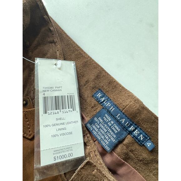 Vintage Ralph Lauren Suede Leather Fringe Pants Western Concho Lace Up Boho NWT - Picture 5 of 16